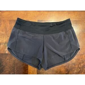lululemon Black High-Rise Running Shorts 4 Built-in Liner Zip Pocket Athletic